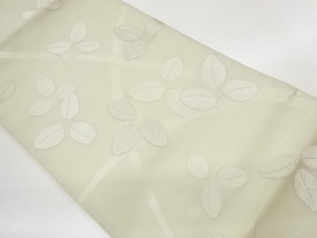 紗 曲線に萩模様織出し名古屋帯